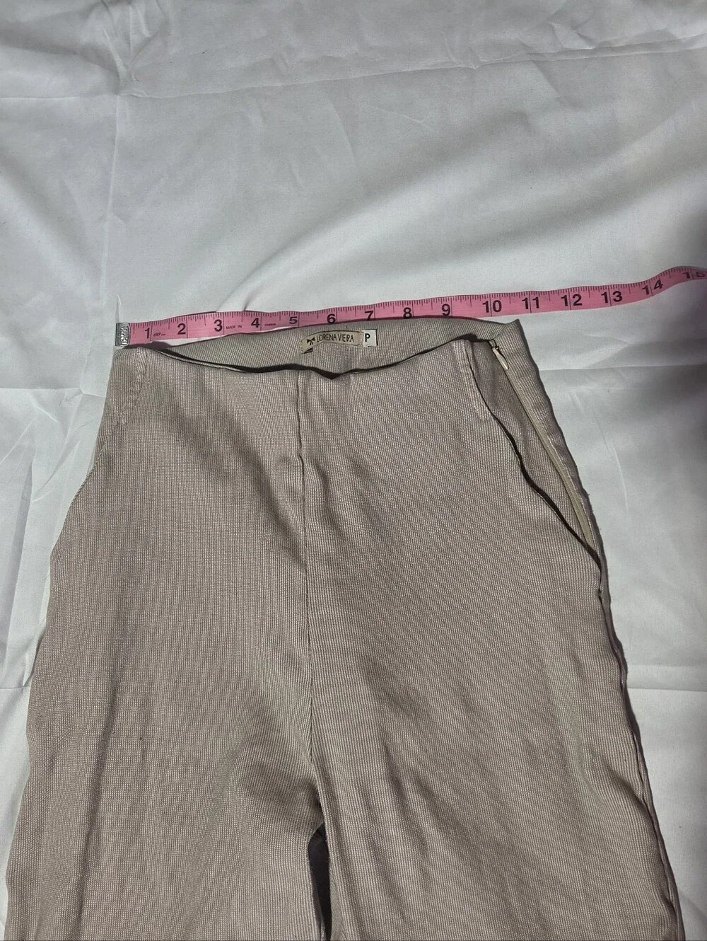 Lorena Vieira Neutral 2-Piece Set Beige Top & Slim Pants Petite S (Read Flaws)
